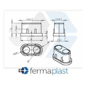 PRODUTO - 10001 - 2202 Ponteira Plástica 16x30 Mm Interna Oblonga