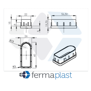 Ponteira Plástica 25x60 Mm Semi Oblonga Interna Reta
