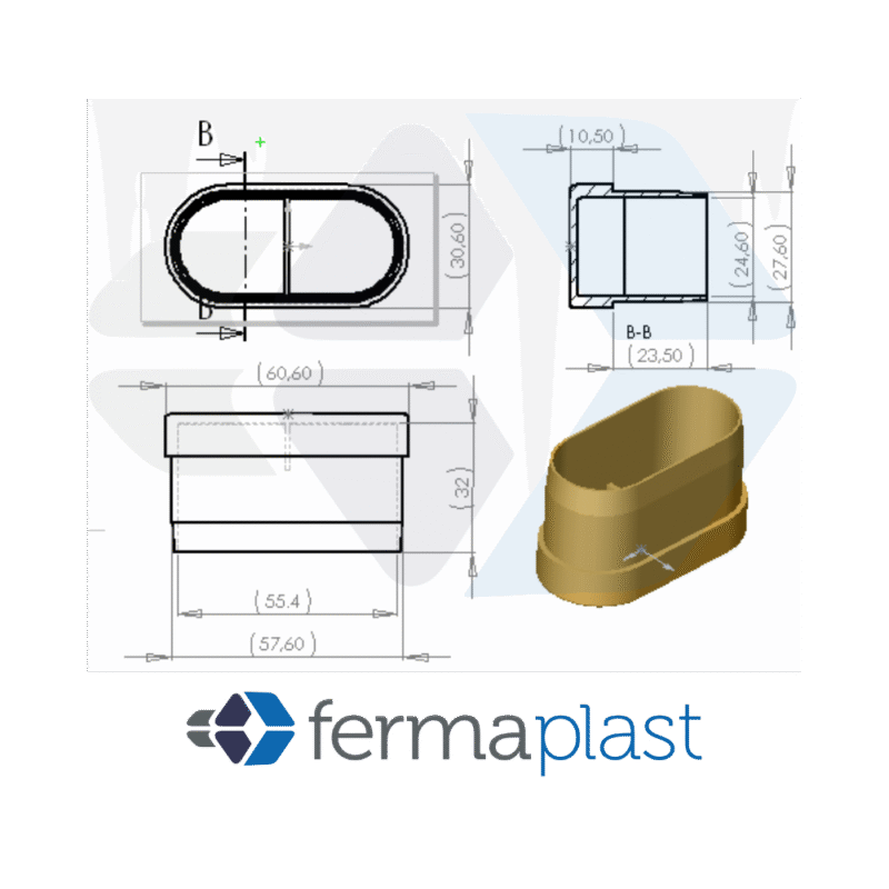 Ponteira Plástica 30x60 Mm Interna Oblonga