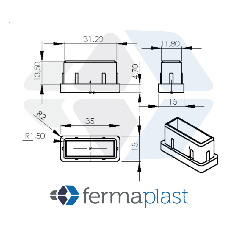 PRODUTO - 10010 - 2193 Ponteira Plástica 15x35 Mm Interna Reta