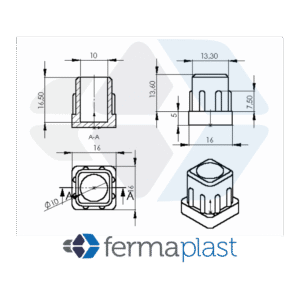 Ponteira Plástica 30x30 Mm Interna Reta Porca 1/4"