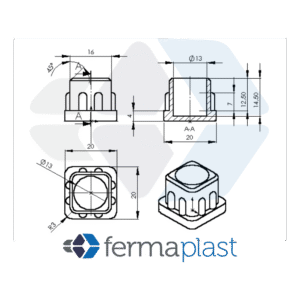 Ponteira Plástica 20x20 Mm Interna Reta