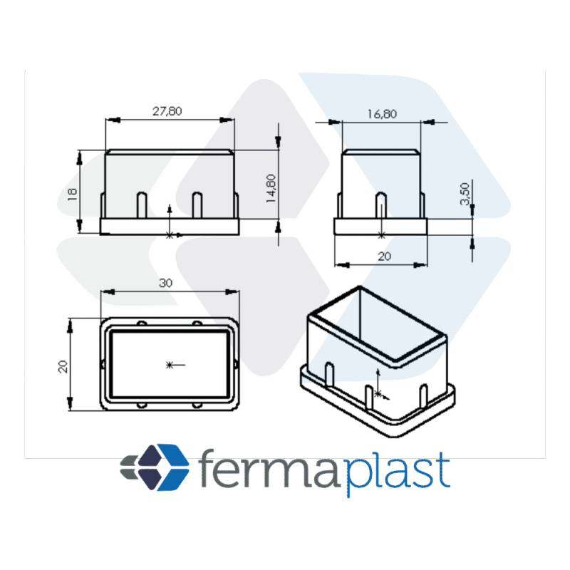 Ponteira Plástica 20x30 Mm Interna Reta