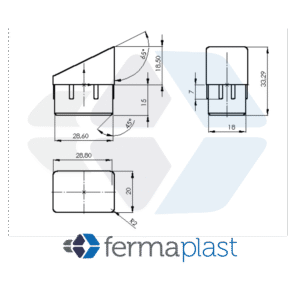 Ponteira Plástica 20x30 Mm Interna Chanfrada 25º