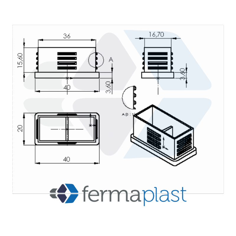 PRODUTO - 10027 - 2271 Ponteira Plástica 20x40 Mm Garra Lateral