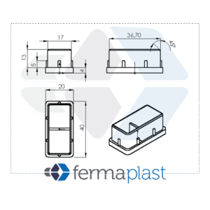 Ponteira Plástica 20x40 Mm  Interna Reta
