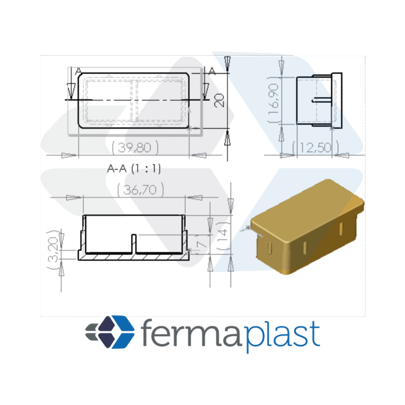 Ponteira Plástica 20x40 Mm  Interna Reta