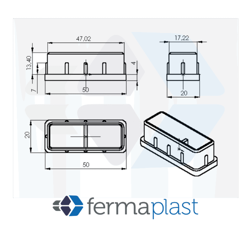 PRODUTO - 10035 -2281 Ponteira Plástica 20x50 Mm Interna Reta