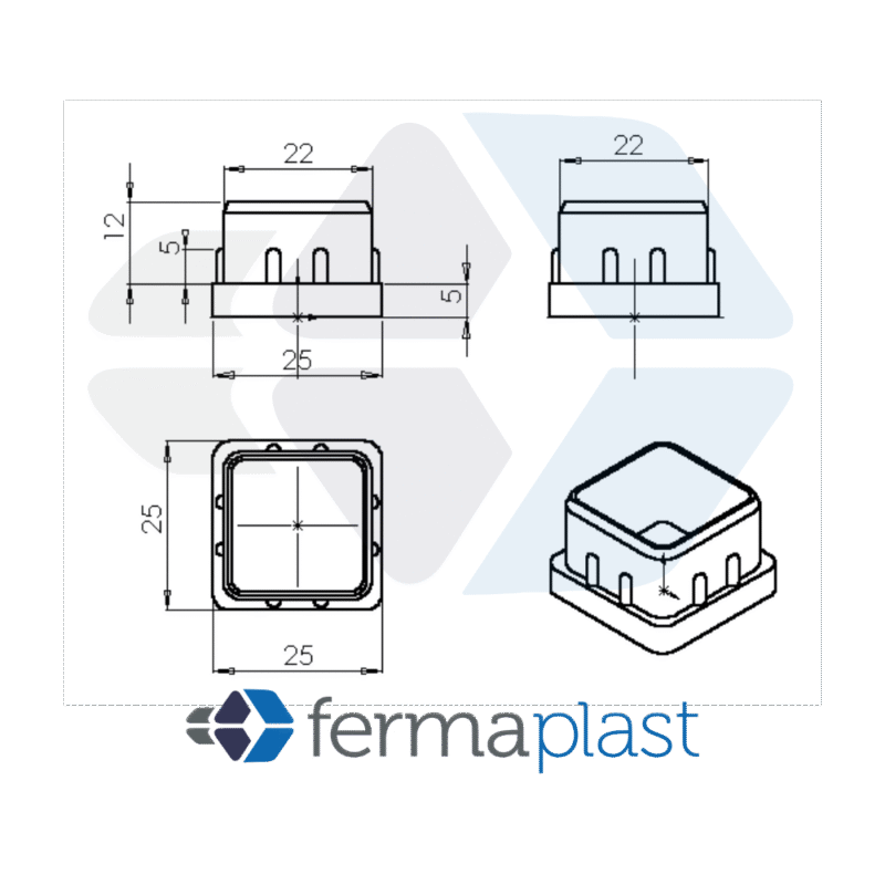 Ponteira Plástica 25x25 Mm Interna Reta