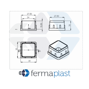 Ponteira Plástica 30x30 Mm Interna Reta