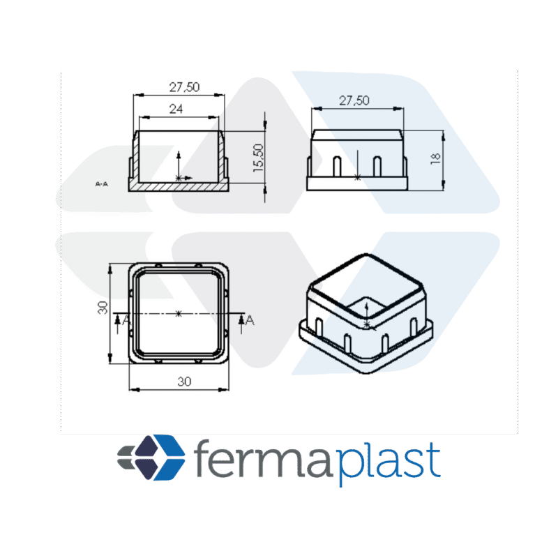 Ponteira Plástica 30x30 Mm Interna Reta