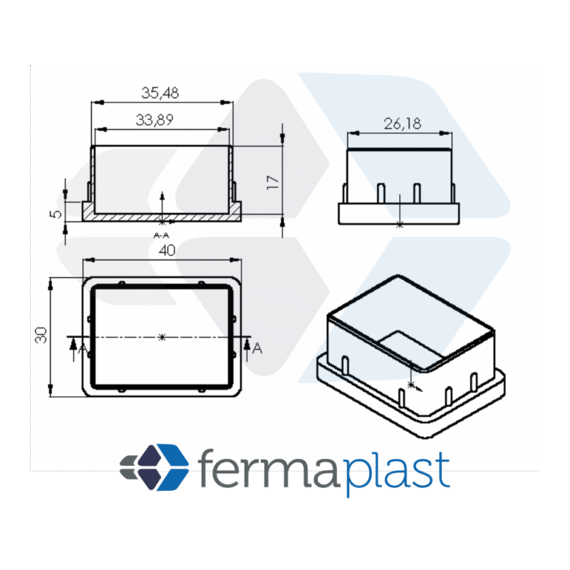 Ponteira Plástica 30x40 Mm Interna Reta