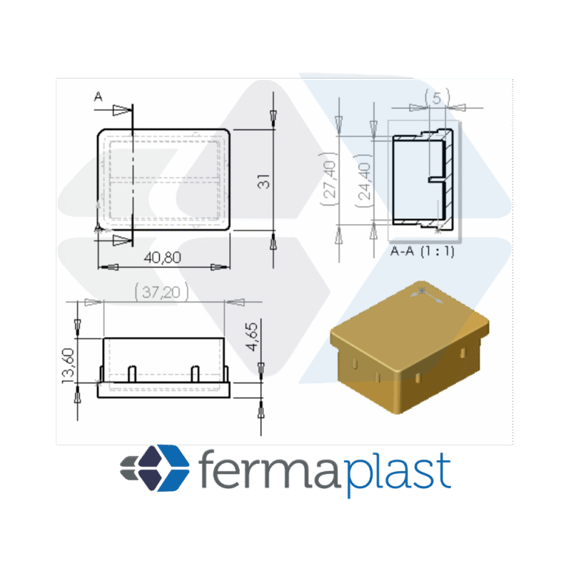 Ponteira Plástica 30x40 Mm Interna Reta