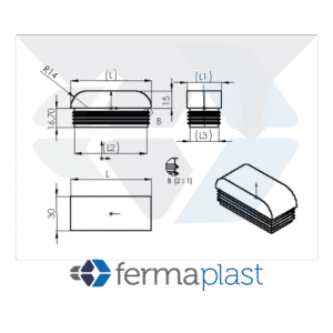 Ponteira Plástica 30x50 Mm Interna Abaulada Garra Lateral