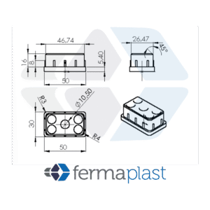 PRODUTO - 10052 - 2352 Ponteira Plástica 30x50 Mm Interna P/ Rodizio