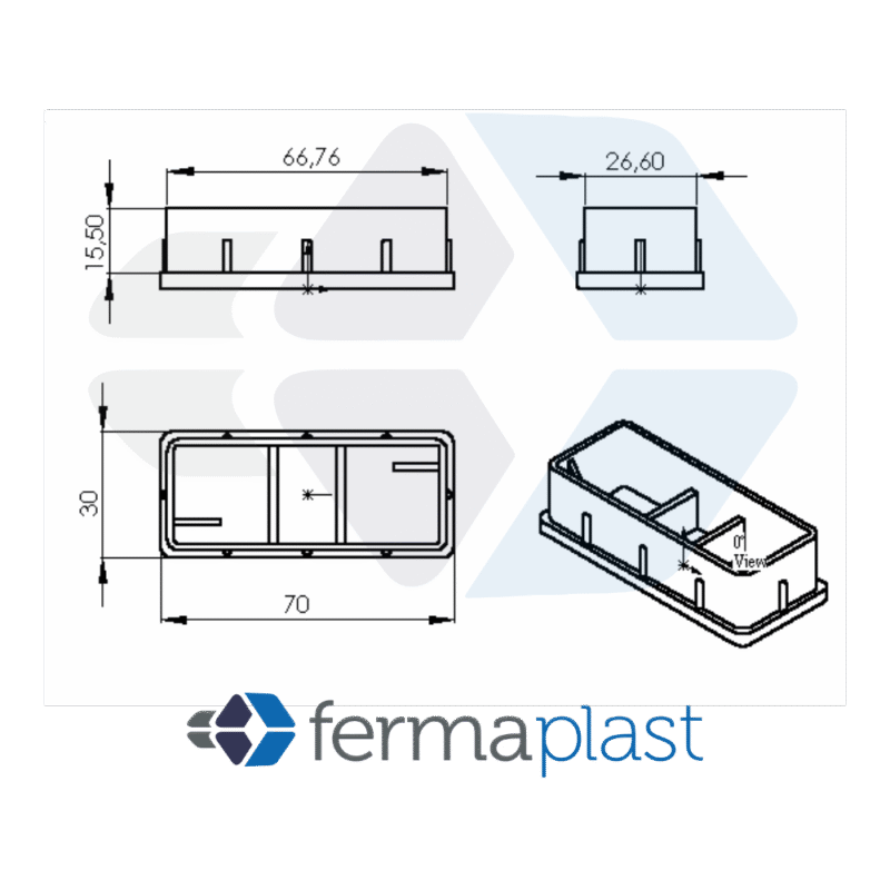 PRODUTO - 10055 - 2370 Ponteira Plástica 30x70 Mm Interna Reta