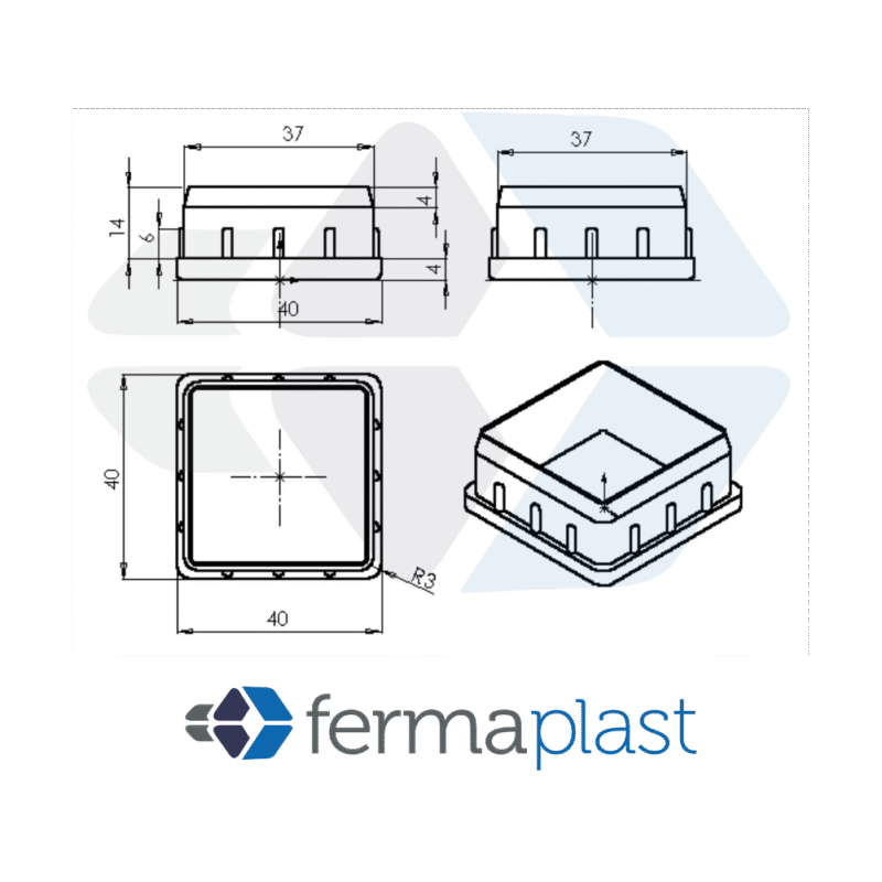 Ponteira Plástica 40x40 Mm Interna Reta