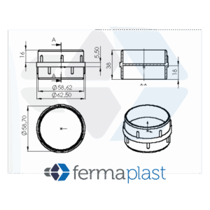 Ponteira Plástica 30x90 Mm Abaulada Garra Lateral