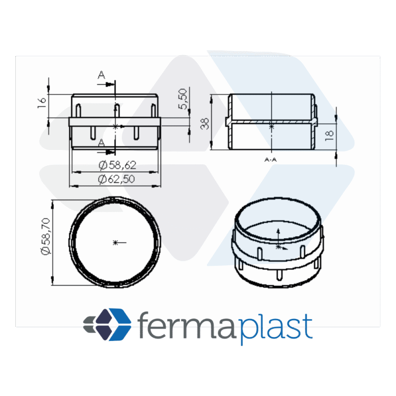 Ponteira Plástica 30x90 Mm Abaulada Garra Lateral