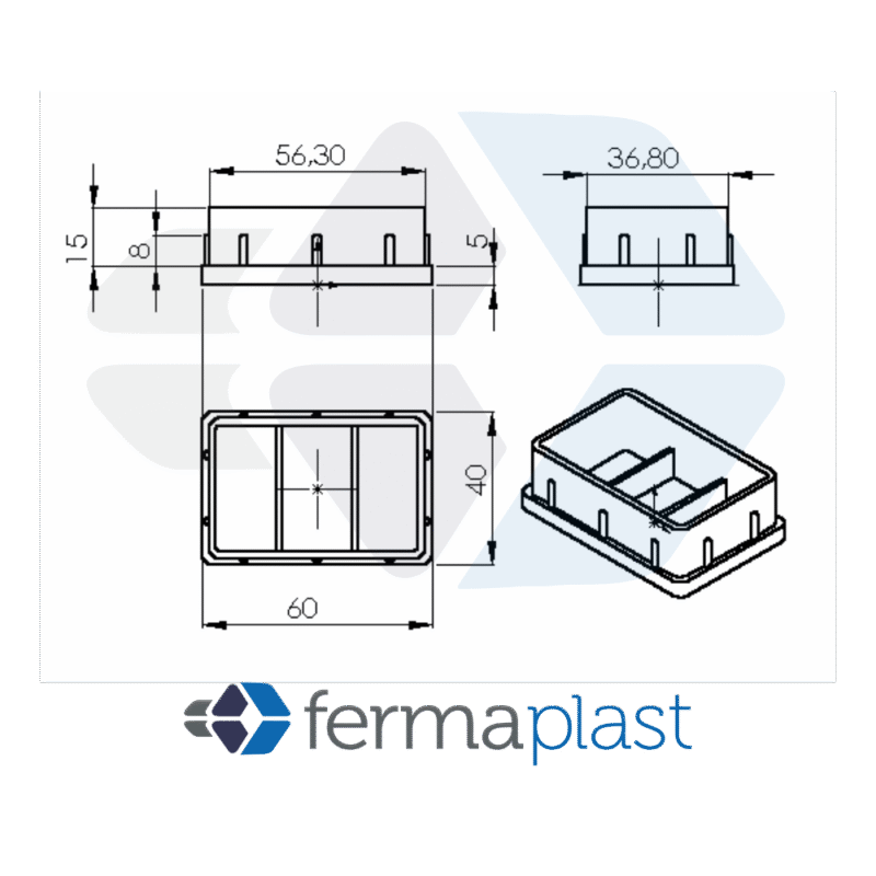 Ponteira Plástica 40x60 Mm  Interna Reta