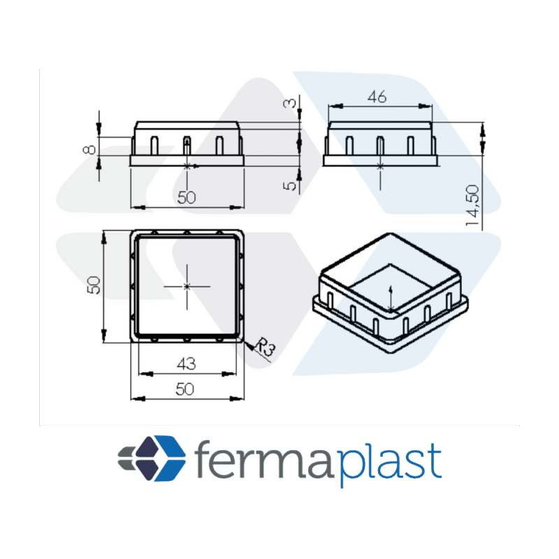 Ponteira Plástica 50x50 Mm Interna Reta