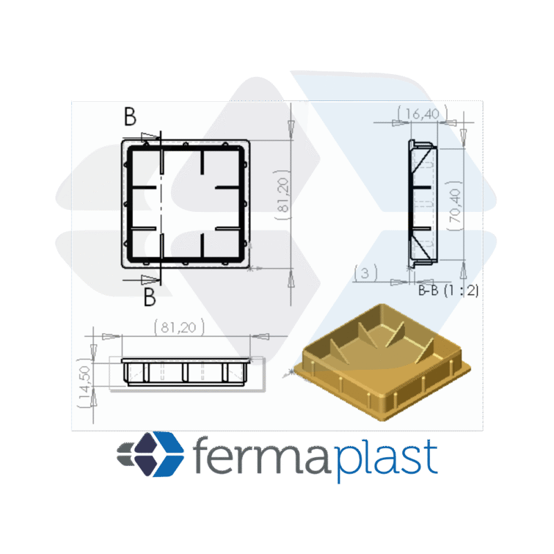 PRODUTO - 10073g ponteira 80x80x3 interna reta grafite Ponteira Plástica 80x80x3 Mm Interna Reta