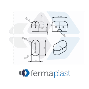 Ponteira Plástica 58x29 Mm Interna Oblonga