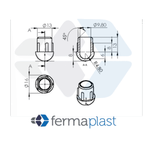 Ponteira Plástica 5/8" Interna Abaulada