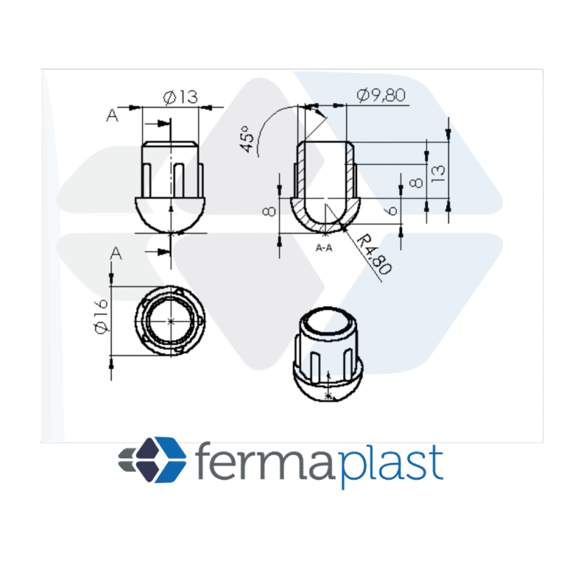 Ponteira Plástica 5/8" Interna Abaulada