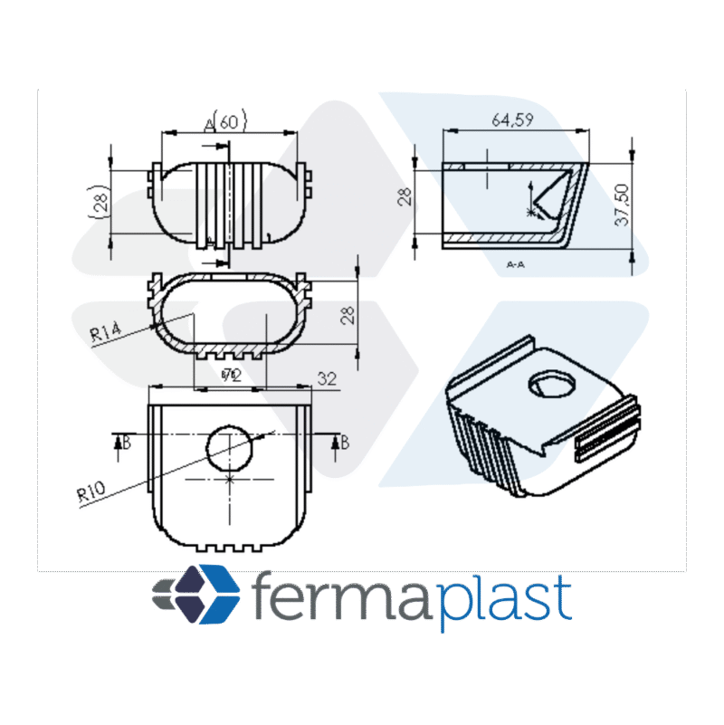 PRODUTO - 10089 - 2457 Ponteira Plástica 58x29 Mm Pata De Leao