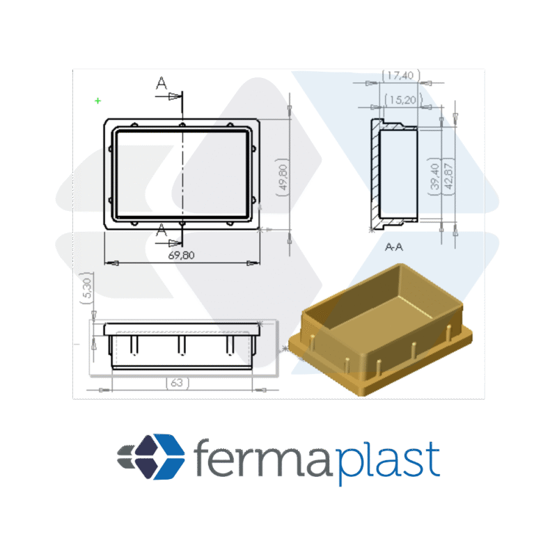 PRODUTO - 10092 ponteira 50x70x3 interna reta Ponteira Plástica 50x70x3 Mm Interna Reta