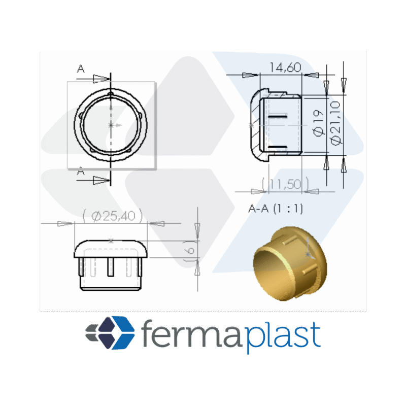 Ponteira Plástica 1" Interna Abaulada