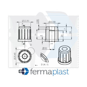 PRODUTO - 10127 - 2115 Ponteira Plástica 1" Interna P/ Rodizio