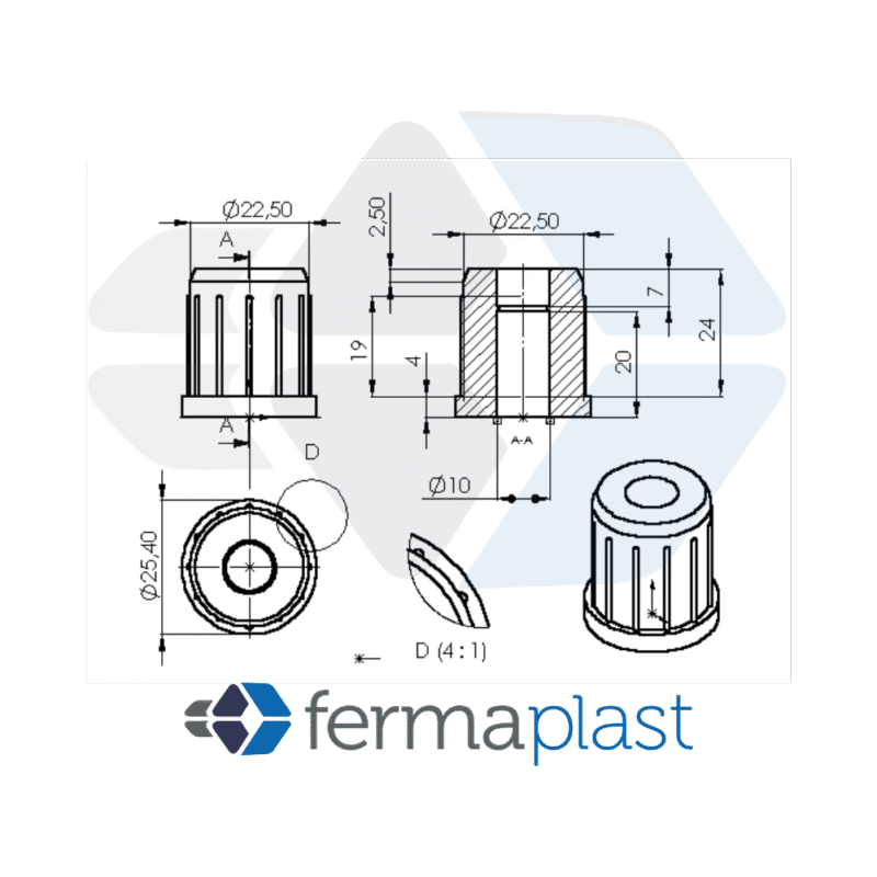 PRODUTO - 10127 - 2115 Ponteira Plástica 1" Interna P/ Rodizio