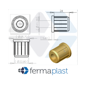 PRODUTO - 10127ec ponteira interna para rodizio especial furo 11mm Ponteira Plástica 1" Interna P/ Rodizio