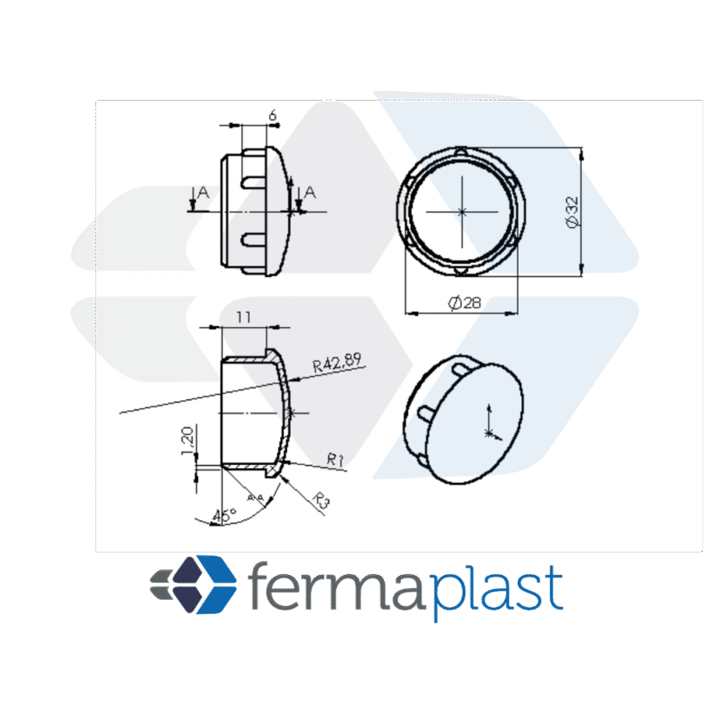 PRODUTO - 10134 Ponteira Plástica 1.1/4" Interna Abaulada