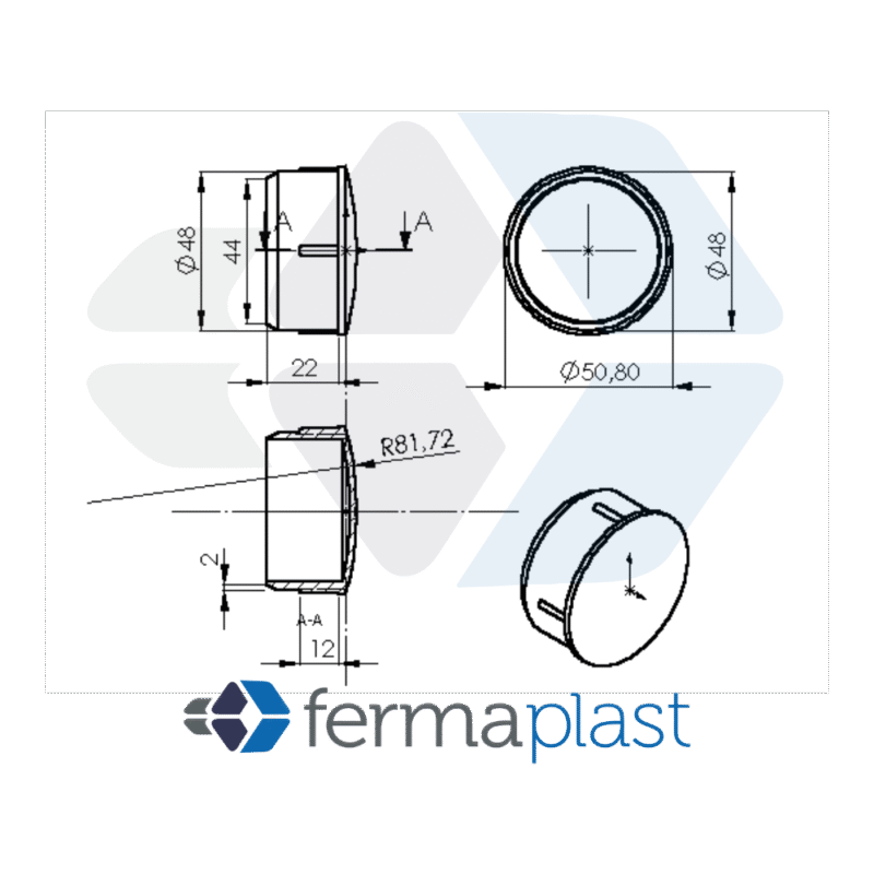 Ponteira Plástica 2" Interna Abaulada