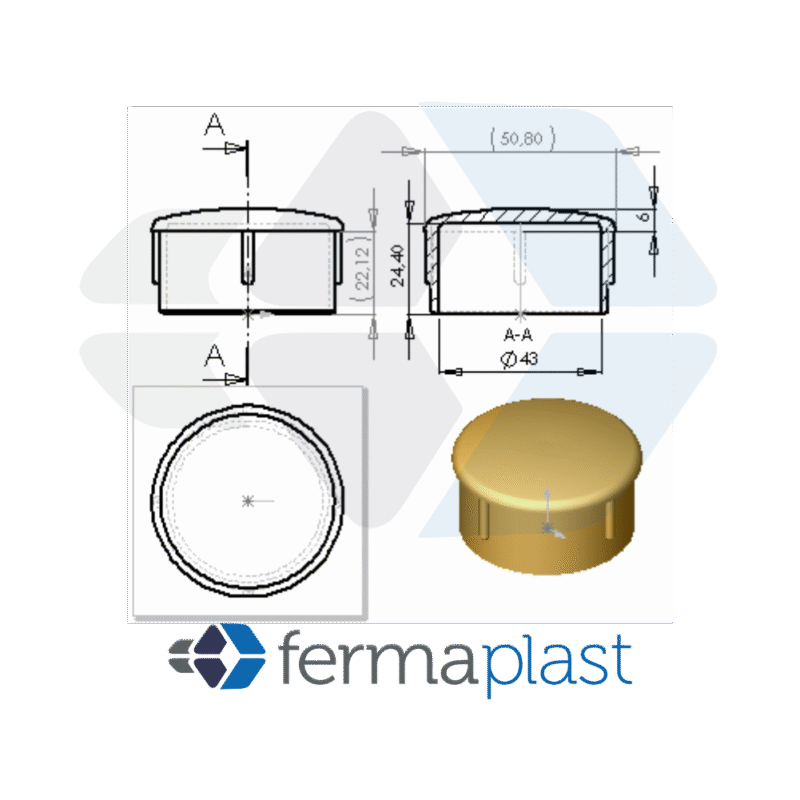 Ponteira Plástica 2" Interna Abaulada