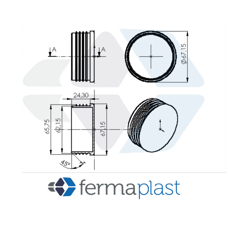 Ponteira Plástica 3" Interna Reta Garra Lateral