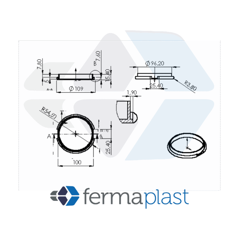 Ponteira Plástica 4" Interna Reta C/ Aba