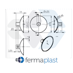 Ventosa Mini 14 Mm Furo 5 Mm Pvc Transparente