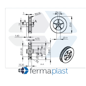 PRODUTO - 20048 Roldana 80 Mm Eixo 8 Mm