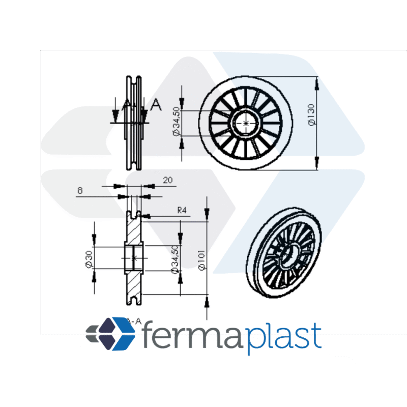 PRODUTO - 20055 Roldana 130 Mm Rolamento