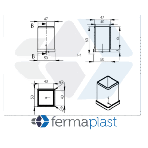 PRODUTO - 20069 Bucha De Reducao 50x50 Mm P/ 40x40 Mm