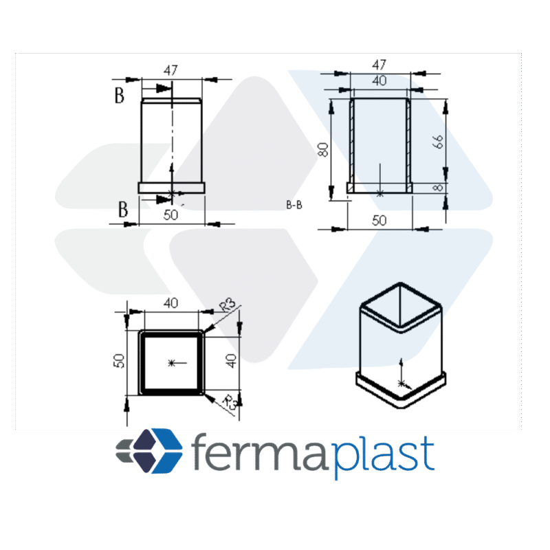 PRODUTO - 20069 Bucha De Reducao 50x50 Mm P/ 40x40 Mm