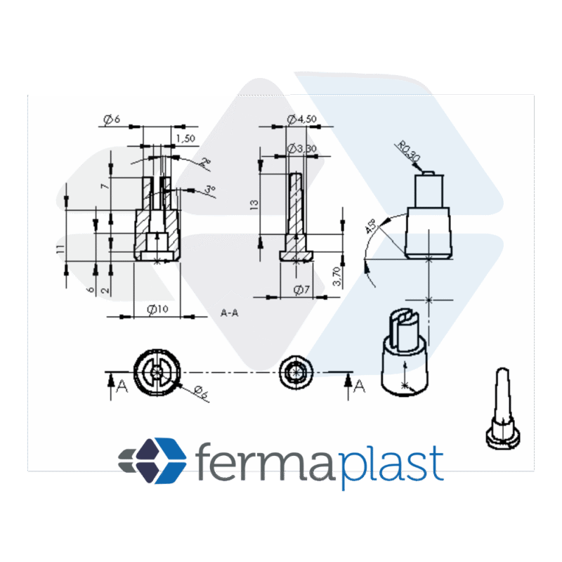 Pino Arara 6x11x10 Mm