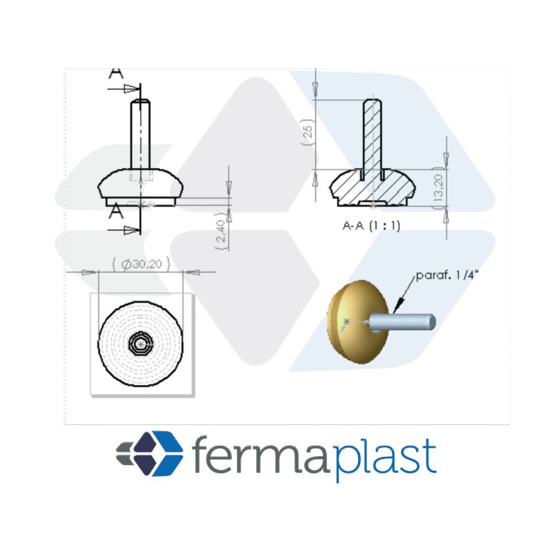 PRODUTO - 40013 deslizador 30 x 1!4 x 25mm Nivelador 30x