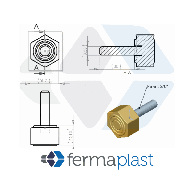 PRODUTO - 40032nivelador sextavado 9,525 x 38 Nivelador Sextavado 31x