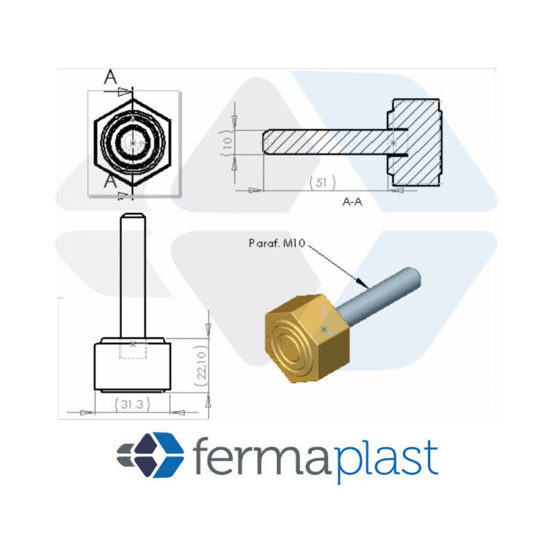 PRODUTO - 40045 nivelador sextavado m10 x 51 Nivelador Sextavado 31x