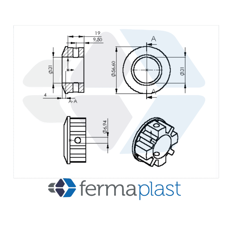 PRODUTO - 60010 Bucha 2.1/4" Superior P/ Cadeira Giratoria